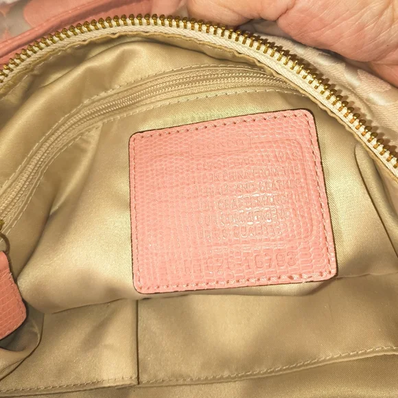 Coach Pink and Cream Signature Canvas Shoulder Bag